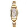 Reloj de Cuarzo para Mujer con Pedrería Ovalada, Pulsera Dorada Delgado Elegante Reloj de Vestir para Mujer