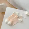 Novedades Primavera y Verano Estilo Coreano Estilo Ins Color Caramelo Lindo Perro Salchicha Bordado de Dibujos Animados de Moda Algodón Peinado Calcetines Cortos para Mujer
