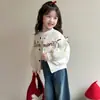 Abrigo de Primavera y Otoño para Niñas con Lazo y Estampado de Letras, Chaqueta de Béisbol para Niños Mayores, Chaqueta Infantil de Moda Estilo Coreano