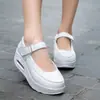 Zapatos para mujer con amortiguación de aire, zapatos de balanceo, zapatos deportivos blancos poco profundos para exteriores, zapatos de enfermera, zapatos versátiles de suela gruesa