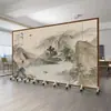 Biombo estilo chino para sala de estar y dormitorio, para bloquear la entrada, pared móvil y plegable, pintura de paisaje de oficina, biombo plegable estilo antiguo