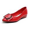 Sapatos de Salto Médio com Fivela Quadrada Pontiaguda Moda Primavera Sapatos Casuais Slip-on para o Dia a Dia Sapatos de Salto Chic Rasos para Mulheres