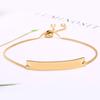 Pulseira Fina Europeia e Americana para Mulheres 6*39mm Acessórios Retangulares Telescópica Ajustável Aço 304 Pode Ser Gravada Pulseira Joia