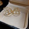 Brincos de letra com zircônia Agulha de Prata design retrô francês leve luxo alta qualidade brincos fábrica atacado personalizado Feminino