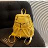 Mochila de Nylon Plissada com Cordão Transfronteiriça para Mulheres Nicho Moderna Grande Capacidade Aba Mochila Estudantil para Meninas