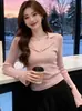 Top de manga larga con diseño de cuello polo, nueva colección primavera/otoño 2026, suéter de punto, capa interior para mujer, top para mujer