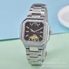 2025 Nuevo Cinturón de Acero Sólido Esfera Hueca de Fase Lunar Serie Cien Moda Negocios Esfera Mecánica Reloj para Hombre