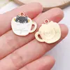 Venda Quente Transfronteiriça Liga de Metal com Gotejamento de Óleo Caneca de Café Gato Caneca de Chá com Leite Brincos Pingente Pulseira Acessórios de Joias DIY Charms