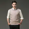 Colete Masculino Espesso de Gola Redonda Transfronteiriço, Jaqueta Casual sem Mangas, Novo Estilo Outono e Inverno, Colete Pulôver para Homens de Meia-Idade, Camiseta Básica de Tricô