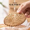 Porta-copos de Rattan Tecido Vietnamita de Outono, Tapetes de Chá, Suportes para Bule, Almofadas Térmicas para Bandejas de Chá, Acessórios para Conjunto de Chá, Tapetes de Rattan, Porta-copos Estilo Chinês