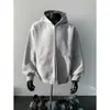 Sudadera con capucha de punto pesado para hombre, nuevo diseño casual de estilo coreano con doble cremallera, top tipo chaqueta de corte holgado para primavera y otoño