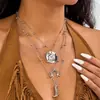 Set de Collares Estilo Vaquero Occidental Europeo y Americano Transfronterizo Retro Cabeza de Toro Sombrero de Turquesa Cuerda de Cuello Apilada Cadena de Clavícula