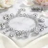 Pulsera con trece colgantes de moda exagerada de plata 925, joyería europea y americana transfronteriza para mujer, joyería de moda multielemento al por mayor