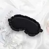 Máscara de Dormir Preta com Borda Franzida Atacado Viagem Sono Seda Falsa Máscara de Olho Soneca Dormitório Meninas Estilo Fresco Máscara de Olho