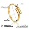Pulsera de Acero de Titanio Dorado Europea y Americana para Mujer, Brazalete Abierto de Cadena Ola de Moda, Joyería Versátil Transfronteriza que No se Desvanece al por Mayor