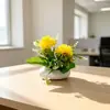 Suministro directo transfronterizo de dos crisantemos de bola en macetas planas pequeñas, bonsáis de flores artificiales para escritorios de oficina, plantas verdes decorativas de escritorio