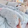 Juego de cuatro piezas de algodón clase A para dormir sin ropa, sábana de cama de algodón puro estilo ins fresca y linda con dibujos animados, sábana ajustable, funda de edredón, juego de tres piezas para dormitorio de estudiante