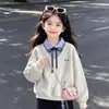 Camisa POLO de Otoño Minimalista de Nicho con Personalidad de Moda Sudadera con Capucha Falsa de Dos Piezas Conjunto de Dos Piezas de Pantalones de Pierna Ancha con Parches de Cuadros para Niñas