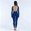 Macacão de Manga Longa para Fitness DFYNE Yuyuan Outono/Inverno com Fivela para Mulheres, Macacão de Manga Longa Transfronteiriço para Esportes ao Ar Livre com Bojos