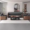 Sofá de Oficina para Negocios, Área de Lounge de Cuero, Sala de Recepción VIP y Sala de Reuniones de Negociación, Juego de Sofá y Mesa de Café para Oficina
