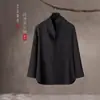 Camisa masculina estilo chinês verão estilo retrô camiseta manga curta top masculino gola V Hanfu chinês manga três quartos