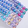 Cristal de Vidrio Ab Color Gota de Agua K9 de Alta Calidad Fondo Plano Doble Agujero Pedrería Cosida a Mano Accesorios para Joyería DIY, Accesorios para Bolsos y Ropa