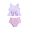 2027 Nuevo Traje de Baño de Dos Piezas Fresco con Estampado de Rayas y Lunares para Niñas, Conjunto de Playa, Ropa de Baño Infantil
