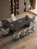 Mesa de Centro de Pizarra de Piedra de Lujo, Juego Moderno de Mesa y Sillas para el Té, Sencillo y Elegante con un Toque de Alta Gama, Mesa para Ceremonia del Té de Oficina, Mesa para Preparar Té