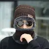 Conjunto de dos piezas para hombre: gorro tejido a prueba de frío con forro polar y calentador de cuello engrosado, gorro con protección para orejas y cuello, gorro cálido y a prueba de viento para exteriores