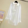 Foto Real de Camisa Casual de Verano Suelta Delgada Protectora del Sol para Mujer 1688 Nuevo Estilo Elegante Gasa Abertura Camisa Exterior