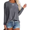 2021 Europea y Americana Comercio Exterior Transfronterizo Otoño e Invierno Nuevo Amazon Holgada Manga Larga Cuello Redondo Color Sólido Camiseta Chaqueta de Mujer para Mujer
