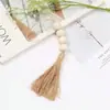 Cuentas de madera, cuentas budistas, pulseras tejidas a mano, cuerda de cáñamo, color madera natural, colgantes de borla, anillos de servilleta tejidos, decoración del hogar con cuentas de madera