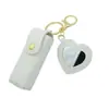 Estilo Ins Novo Couro PU Portátil Pequeno Mini Chaveiro Acessório Pingente Espelho em Formato de Coração Bolsa para Guardar Batom