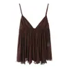 Top Camisola Fluido Marca Z Ropa Femenina Transfronteriza Semi-Transparente Cuello en V Holgado Estilo Europeo y Americano Zr Venta al por Mayor Za