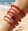 Estilo Bohemio Transfronterizo Europeo y Americano Juego de Diez Piezas Ojo de Cuentas de Semilla Coloridas Pulsera de Cuentas Exagerada Dopamina Venta al por Mayor