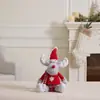 Muñeco de Navidad Nuevo Sombrero de Felpa Rojo-Gris Adorno de Hombre Viejo Muñeco de Nieve Postura de Pie Piernas Largas Extensibles Reno de Navidad Navidad