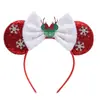 Diadema Navideña de Orejas de Ratón Mickey Mouse para Parque de Atracciones Fiesta Disfraz Accesorios para la Cabeza Navideños Diadema con Lazo