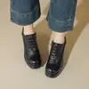 Zapatos de Cuero Gruesos Estilo Británico para Mujer, Modelo 2026, Plataforma Impermeable, Tacón Súper Alto de 10 cm, Zapatos de Salón Huecos Transpirables con Corte Profundo