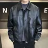 Chaqueta de cuero para hombre, estilo rústico y elegante, versión coreana, chaqueta de solapa grande, abrigo de marca de moda para primavera y otoño 2026