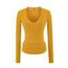 Camiseta Sexy de Puro Deseo con Cuello en V Profundo y Mangas Largas para Mujer, Nueva de Otoño, Color Sólido Simple, Versátil, Corte Ajustado, Camiseta Base