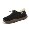 Zapatos Casuales Cortos de Algodón para Mujer Otoño Invierno, Felpa Plus, Gamuza Sintética, Cordón, Zapatos Calientes, Borde de Piel Engrosado, Talla Grande, Botas de Nieve