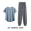 Traje Deportivo de Verano para Mujer con Pantalones Largos de Manga Corta, Conjunto de Dos Piezas de Camiseta de Running y Fitness de Secado Rápido y Transpirable con Leggings, Ropa de Yoga