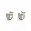 Pendientes Cuadrados de Múltiples Filas con Circonita Cúbica para Comercio Exterior Transfronterizo Moda Hip-Hop Personalidad Pareja Hombres y Mujeres Pendientes Metálicos Tridimensionales