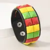 Pulsera de Cuero PU con Remaches Cuadrados de Doble Fila Punk Remachada Pulsera Personalizada para Hombre Pulsera Genial Estilo Callejero Venta al por Mayor Transfronteriza