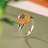 Yilu prata s925 prata esterlina cera de abelha vintage angustiado auspicioso paz fivela anel estilo étnico elegante aberto anel de prata