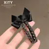 Presilha de jacaré preta de alta qualidade com strass, presilha lateral versátil para franjas e cabelos soltos, acessório de cabelo que não danifica, presilha de cabelo da moda