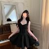 Saia Larga Saia Francesa Saia de Princesa Feminina 2025 Verão Laço Sem Mangas Vestido Cinturado