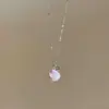 Colar Simples Pingente de Concha Esmaltada com Strass Super Fada Corrente de Clavícula Choker Doce e Fashion para o Verão na Beira-Mar
