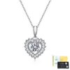 Collar de Corazón de Plata S925 para Mujer con Incrustación de Moissanita, Colgante en Forma de Corazón, Cadena de Clavícula Lujosa y Sofisticada para el Día de San Valentín