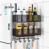 Prateleira de armazenamento lateral para geladeira de cozinha, montada na parede, multifuncional, multicamadas, para armazenar temperos e filme plástico